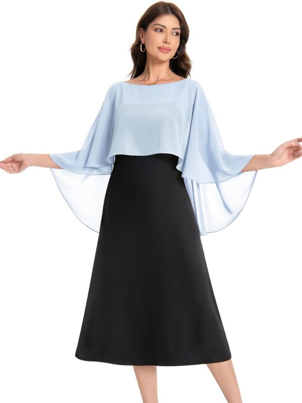 Elegant Chiffon Capelet Shawl for Evening Dresses | Soft Bridesmaid Wraps - Picture 2 of 5